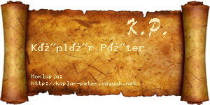 Káplár Péter névjegykártya