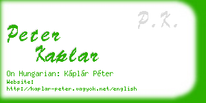peter kaplar business card
